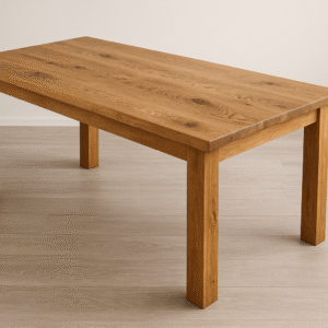 Mesa de comedor rústica en roble macizo