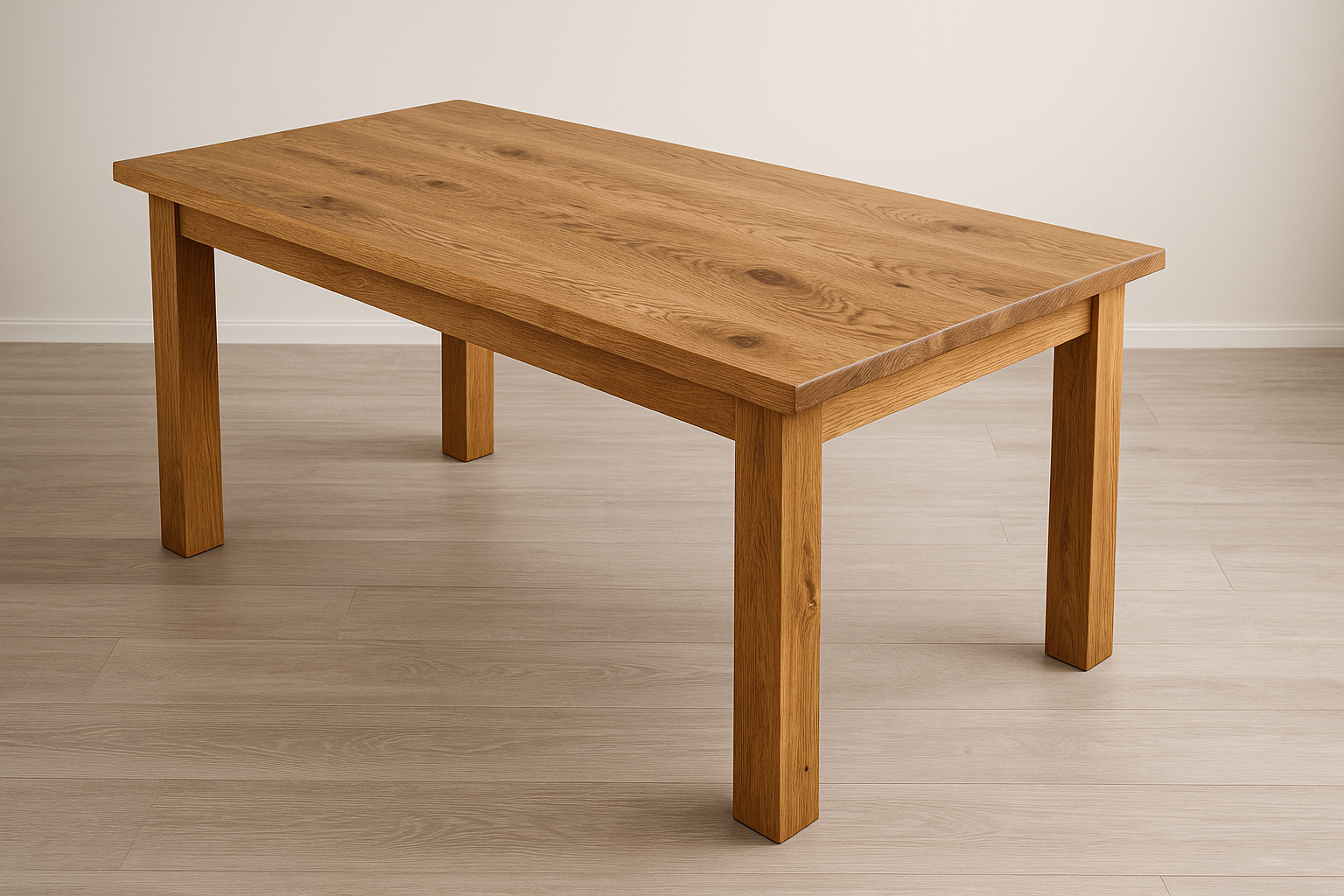 Mesa de comedor rústica en roble macizo